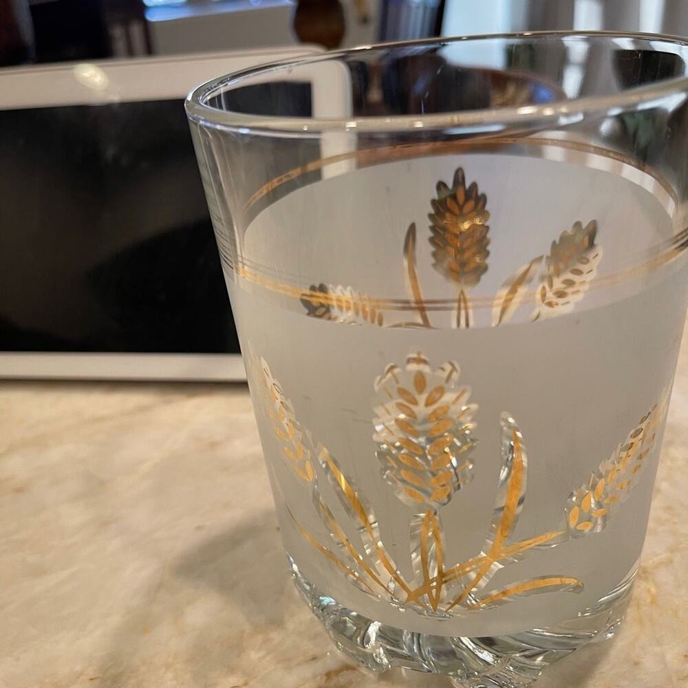 Vintage 60’s DeValbor etched with gold cocktail ice bucket Italy MCM